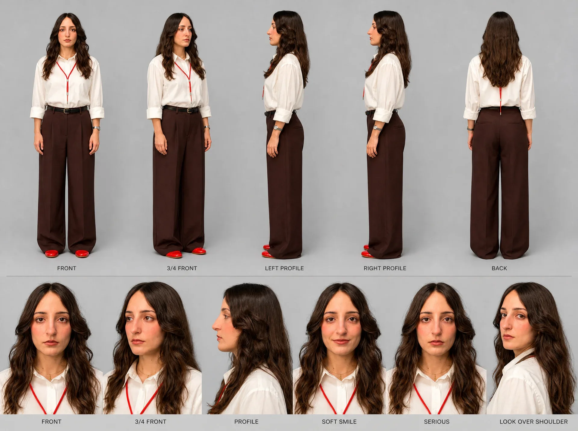 Personagem do escritório: mulher de blusa branca.