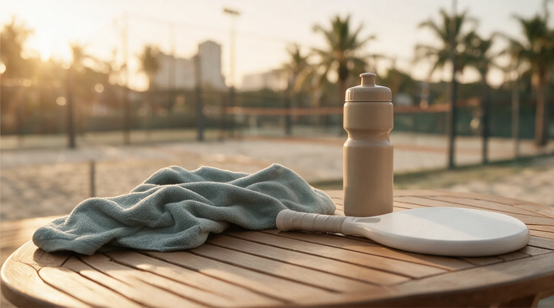 Detalhe do beach tennis, em plano fechado.