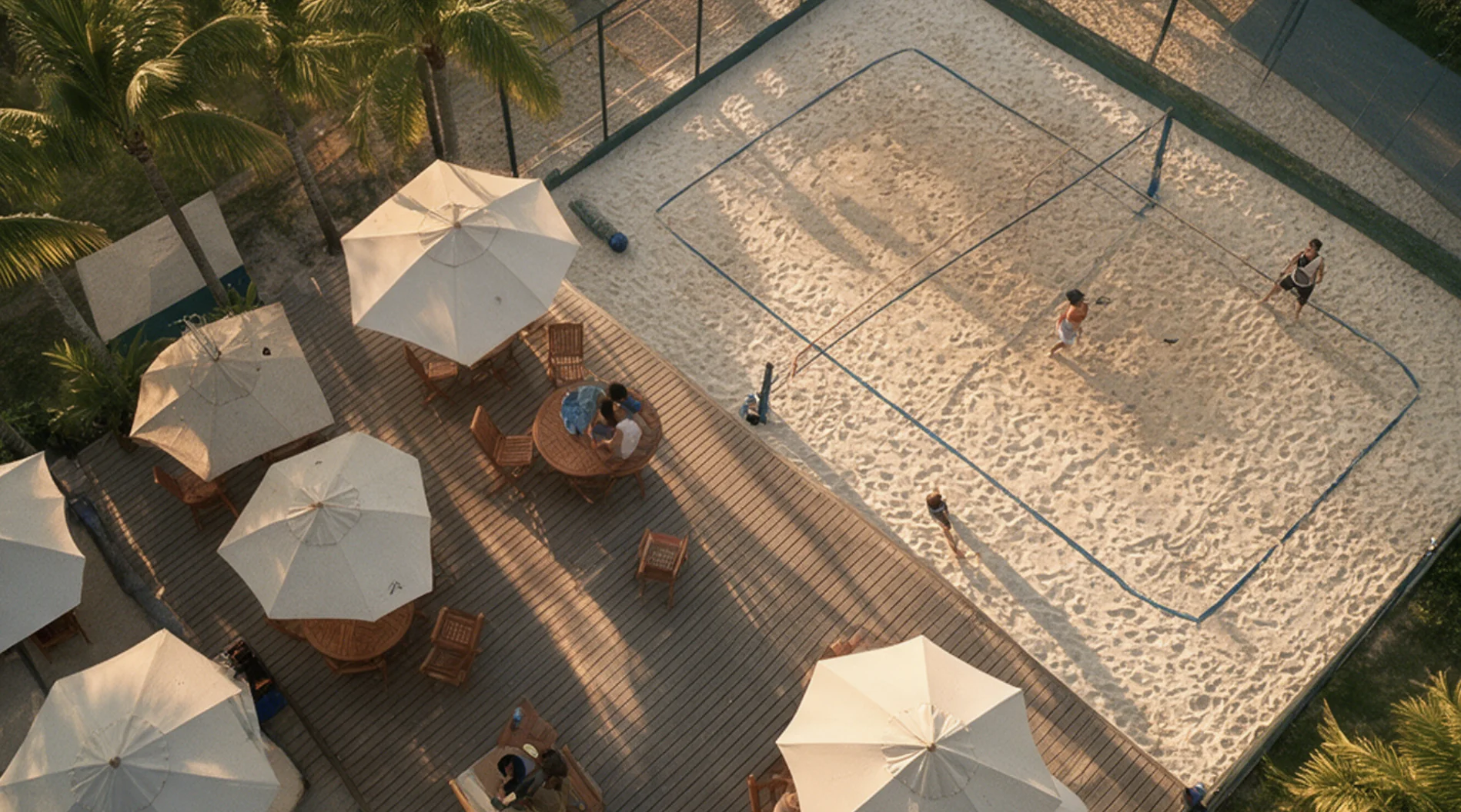 Vista superior do clube de beach tennis.