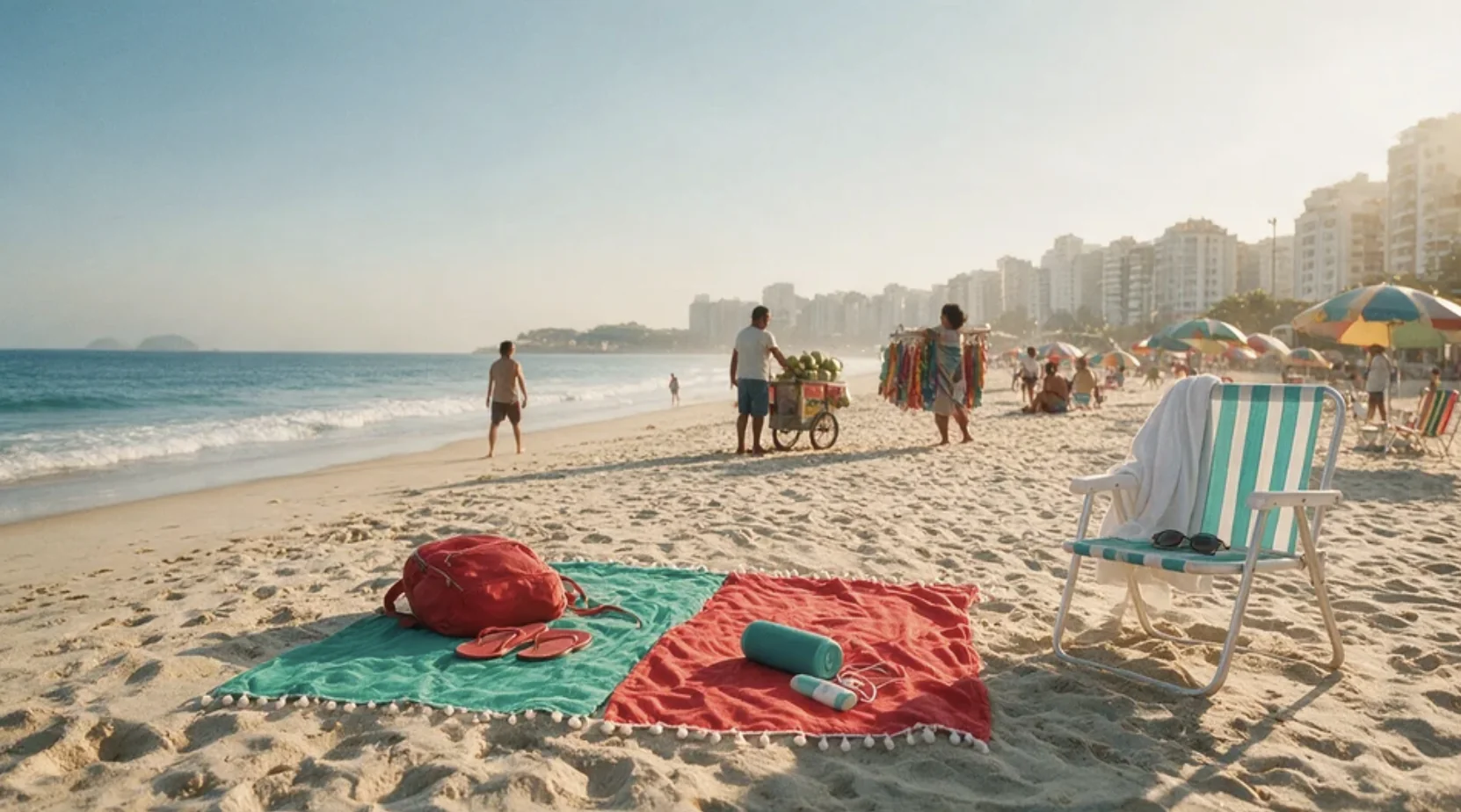 Contraplano da praia: a mesma cena vista na direção oposta.